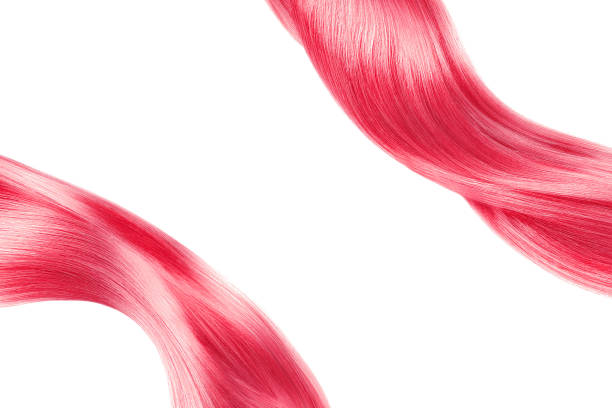 istock Pink shiny hair isolated on white. Background with copy space 1273542407