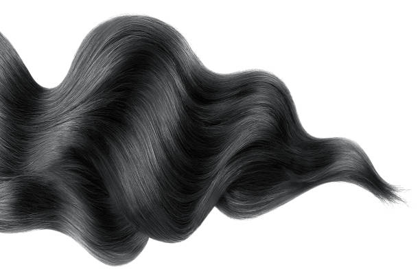 czarne błyszczące włosy na białym tle, odizolowane - human hair curled up hair extension isolated zdjęcia i obrazy z banku zdjęć