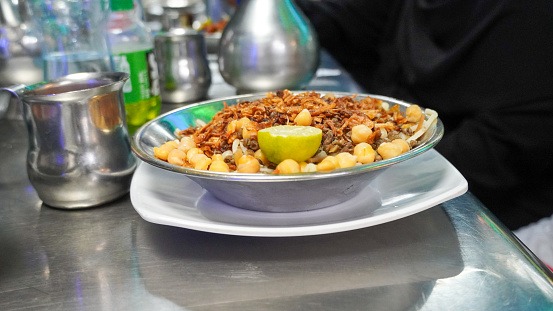 an Egyptian Koshary , is a very popular street food in Cairo Egypt