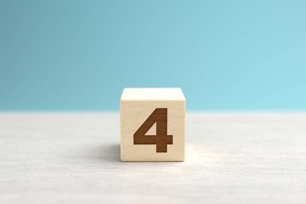 istock A wooden toy cube with the number 4. 1273548026