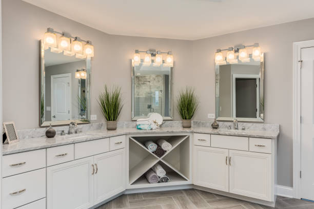 istock Beautiful cornered vanity area in bathroom 1273548086