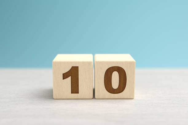 istock Wooden toy blocks forming the number 10. 1273549052