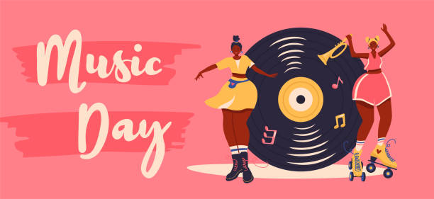 ilustrações, clipart, desenhos animados e ícones de dia mundial da música. - bugle music musical instrument musical note