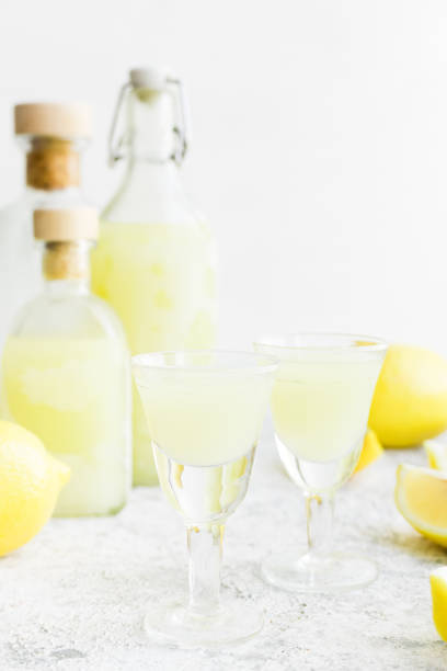 istock Italian traditional liqueur limoncello with lemon 1273555442