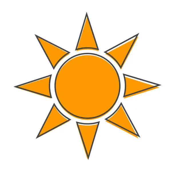 Vector illustration of Sun Vector Icon. A symbol of the sky, good weather cartoon style on white isolated background.