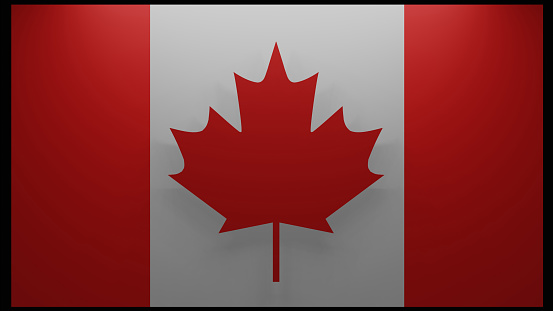 Canada flag and its 3D maple leaf shadow with top light (3D Rendering)