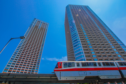 Tokyo Monorail and city of Tamachi. Shooting Location: Tokyo metropolitan area