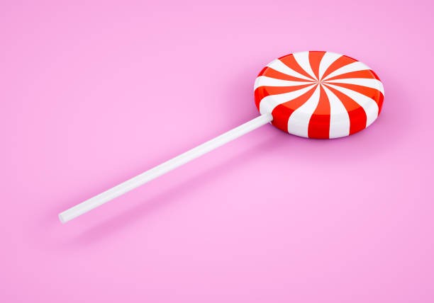 Classic lolipop on pink background. Sweet candy concept. 3D illustration. 3D rendering and 3D illustration.