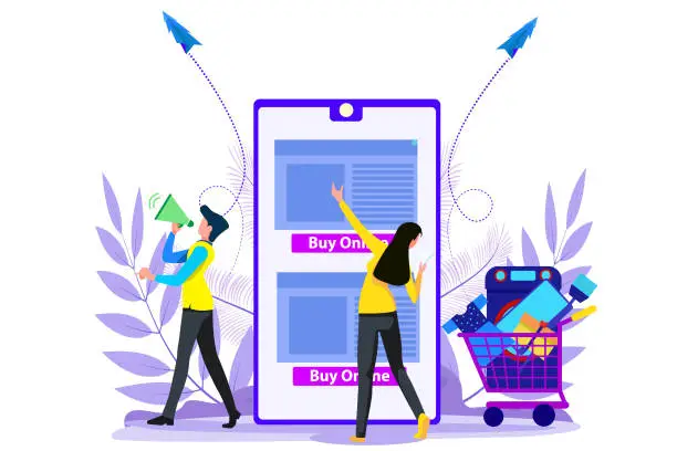 Vector illustration of Online shopping banner, mobile app templates,