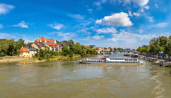 Regensburg and Danube river, Germany in a beautiful summer day