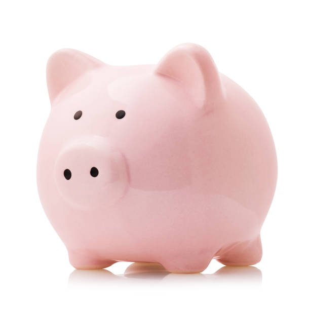 istock Pink ceramic piggy bank isolated on white background 1273588913