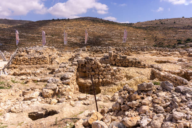 Excavations in archaeology park of Samaria settlement stock photo