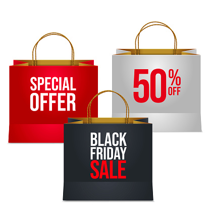 black friday sale with Paper bag vector illustration