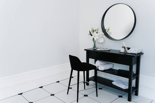 istock Dressing table in the bathroom with mirror and towel 1273596846