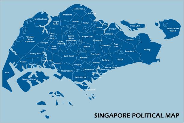 ilustraciones, imágenes clip art, dibujos animados e iconos de stock de singapur mapa político dividir por estado colorido esquema estilo de simplicidad. - occupation government administrator county