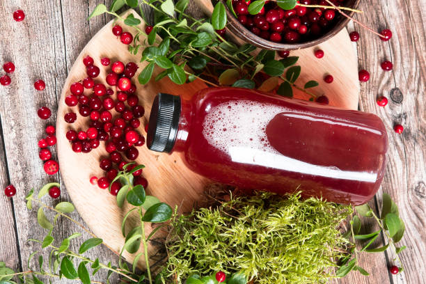 żurawina i sok żurawinowy w plastikowej butelce - cranberry juice zdjęcia i obrazy z banku zdjęć