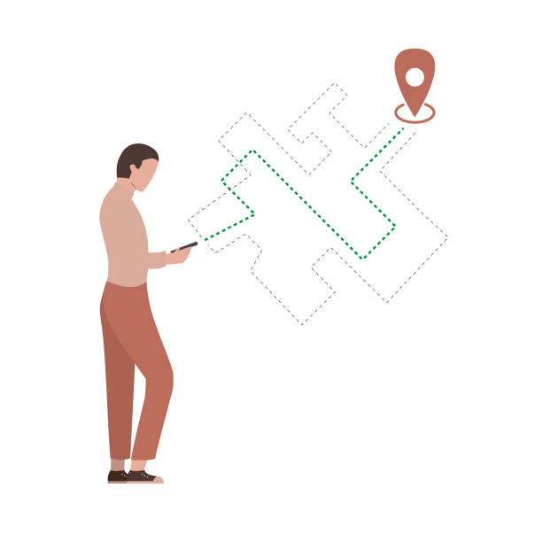 istock Navigation app on your phone. A man uses maps on his phone. Vector illustration in flat style. Eps 10 1273606036