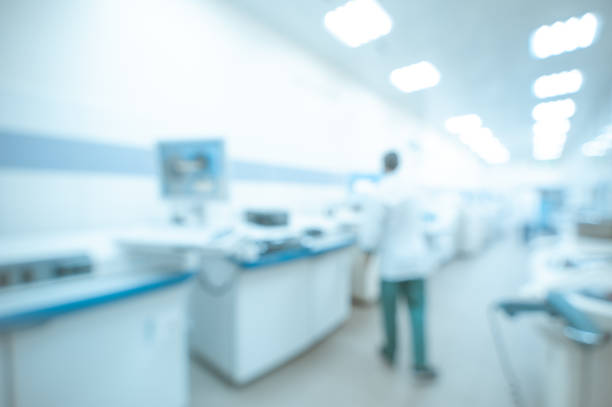 istock Medical laboratory with analyzers. Blur abstract background 1273606151
