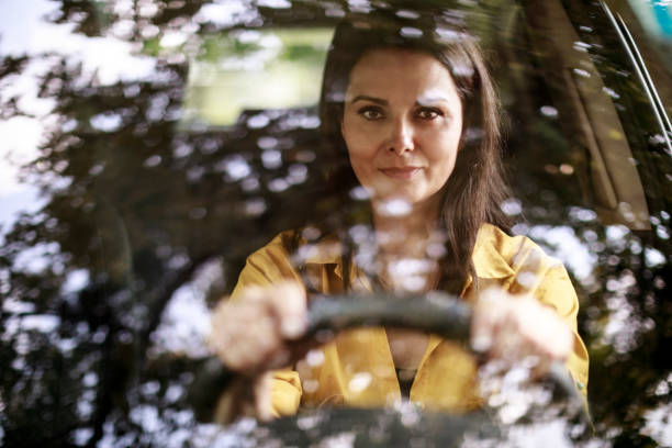 Woman driving a car