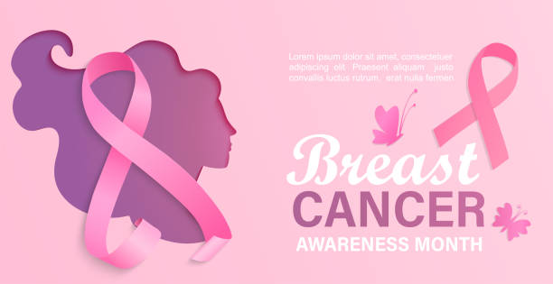 ilustrações de stock, clip art, desenhos animados e ícones de breast cancer awareness month, card, flyer. - internet banner placard ribbon