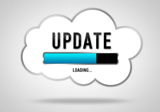 loading bar illustration with the message UPDATE stock photo