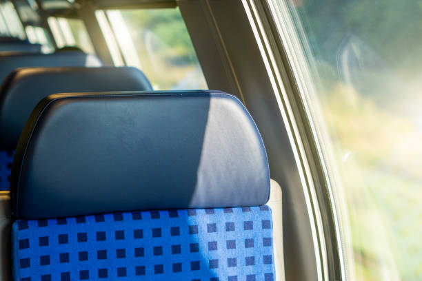 istock Clean hygiene empty seat on europe Germany public transportation train subway bus with sunlight for traveler to travel during vacation with nature view on window 1273622990