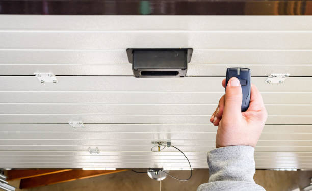 istock Hand use remote controller for closing and opening garage door 1273638798