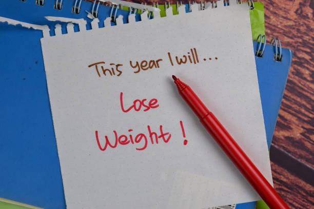 istock This Year I Will Lose Weight! text on sticky notes isolated on office desk. 1273640487