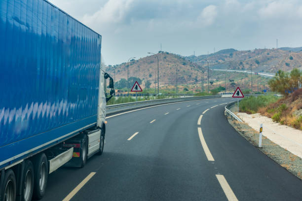 istock Truck with closed semi-trailer 1273641797