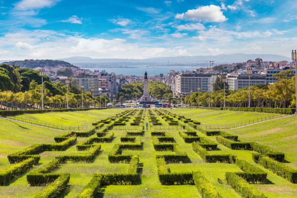Eduardo VII park in Lisbon in a beautiful summer day, Portugal