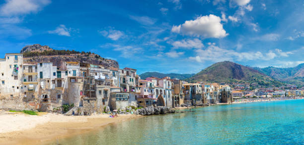 istock Sandy beach in Cefalu in Sicily 1273647432