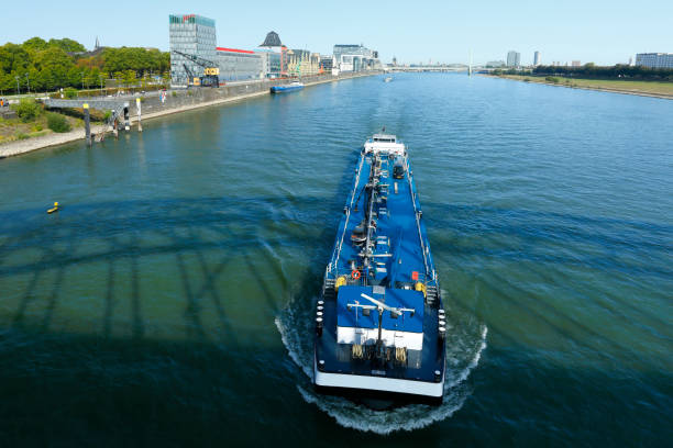 istock Cargo ship passes the Rheinauhafen near Cologne 1273647606