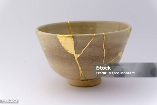 Kintsugi Japanese Antique Ceramic Bowl Stock Photo - Download