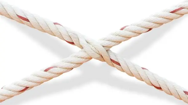 Rope cross isolated on white background with clipping path.