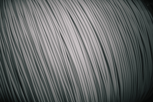 Background of white close up industrial electric cable roll texture - Monochrome colour
