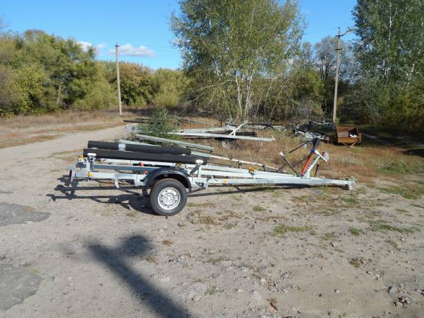 istock Trailer trolley for transporting boats. 1273661509
