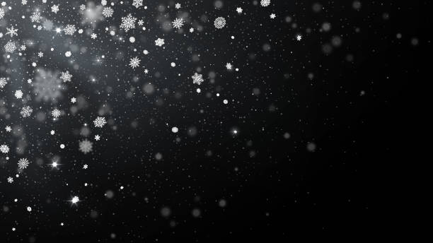 Snowflakes fade from top corner vector art illustration