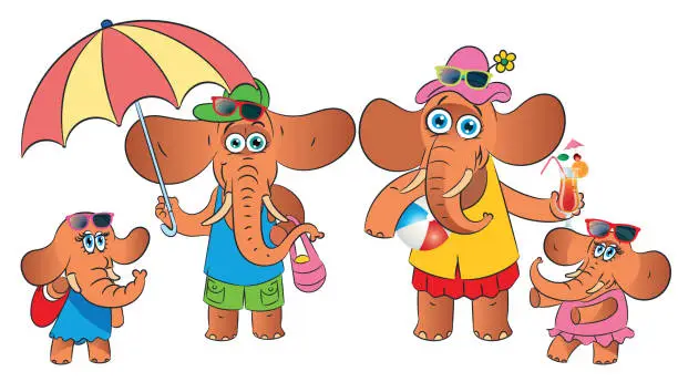 Vector illustration of Elephant family