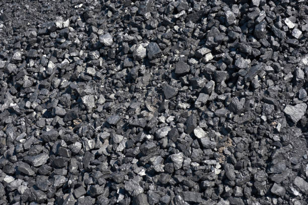 istock Pile of natural coal. Coal storage facility, top view. 1273665748