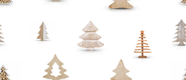 istock Wooden Christmas Trees Decoration Seamless Pattern 1273672618