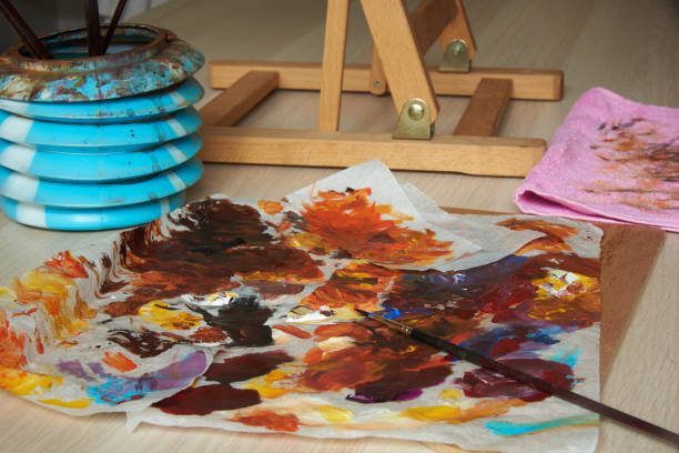 istock Paintbrushes and work tools for acrylic painting 1273672805