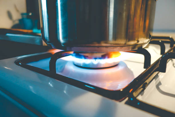 Steaming saucepan in the kitchen