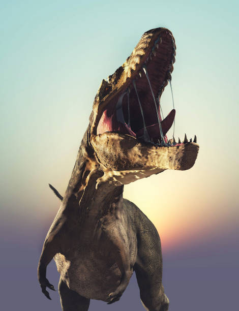 istock Frontal view of T rex roaring . This is a 3d render illustration . 1273673749