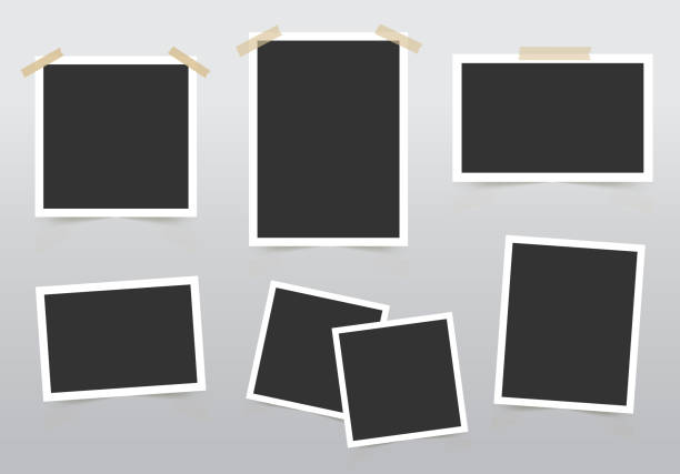 istock Set of photo Frame. Template for your photos isolated on gray background. Vector illustration. 1273677429