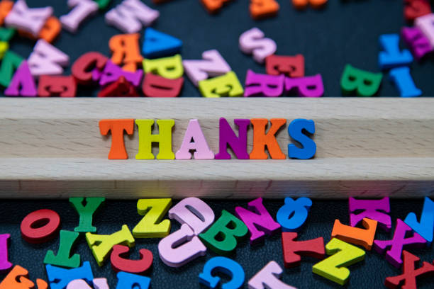istock Thanks word written with colorful wood alphabet letters. 1273679663