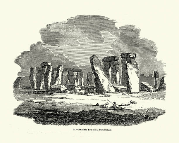 Vintage illustration of Stonehenge a prehistoric monument in Wiltshire, England