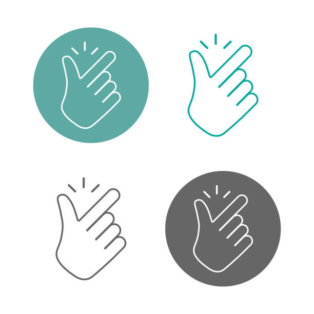 スナップフィンガーアイコンセットベクトルイラストフラットデザイン - human thumb click human hand communication点のイラスト素材／クリップアート素材／マンガ素材／アイコン素材