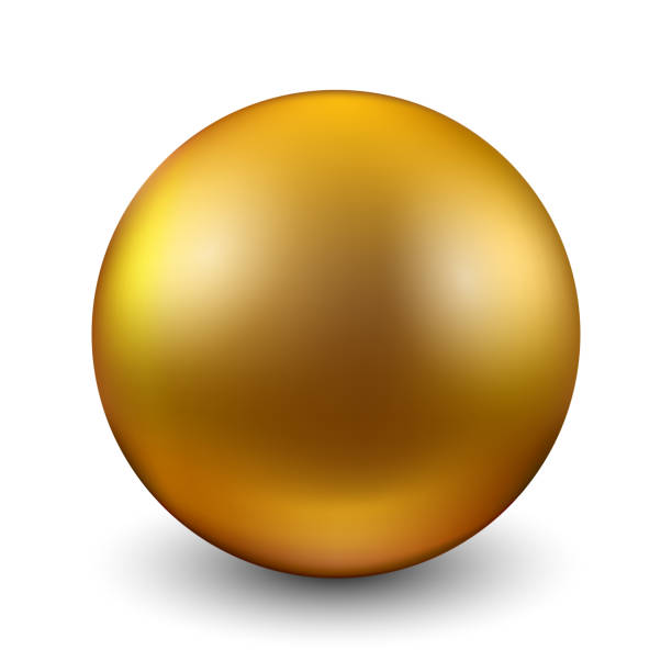 istock Gold sphere, yellow 3D crystal magic sphere, precious pearl with shadows, oil bubble isolated, golden glossy 3d ball - stock vector 1273690386