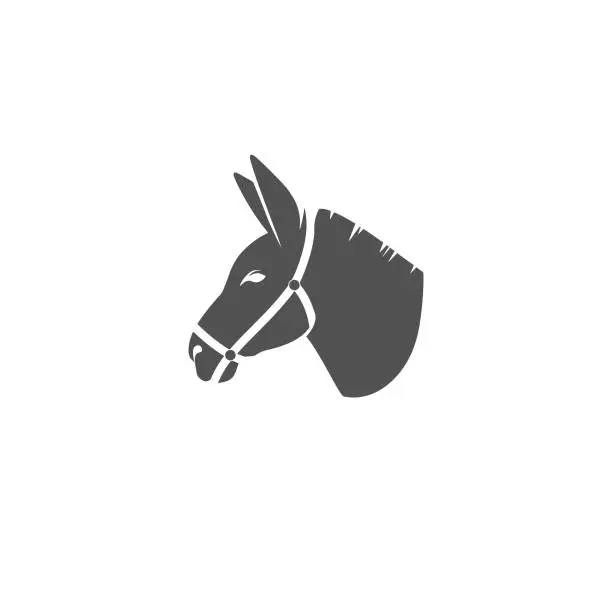 Vector illustration of Donkey in harness