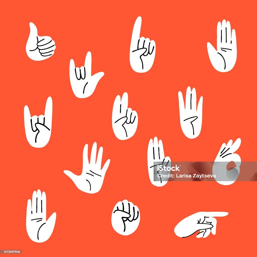 Ilustración de Conjunto De Dibujos Animados De Gestos Estilo Plano Manos Diferentes Movimientos De Palmas Dibujadas A Mano Dedos Que Muestran Números Como Puño Parada Ok Manos Vectoriales En Guantes Blancos Sobre Ilustración de Conjunto De Dibujos Animados De Gestos Estilo Plano Manos Diferentes Movimientos De Palmas Dibujadas A Mano Dedos Que Muestran Números Como Puño Parada Ok Manos Vectoriales En Guantes Blancos Sobre